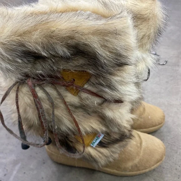 Y2K Fur Boots Pajar Canada Kim Red Fox Pony Hair Fur Winter Boots Size 37 - Picture 1 of 8